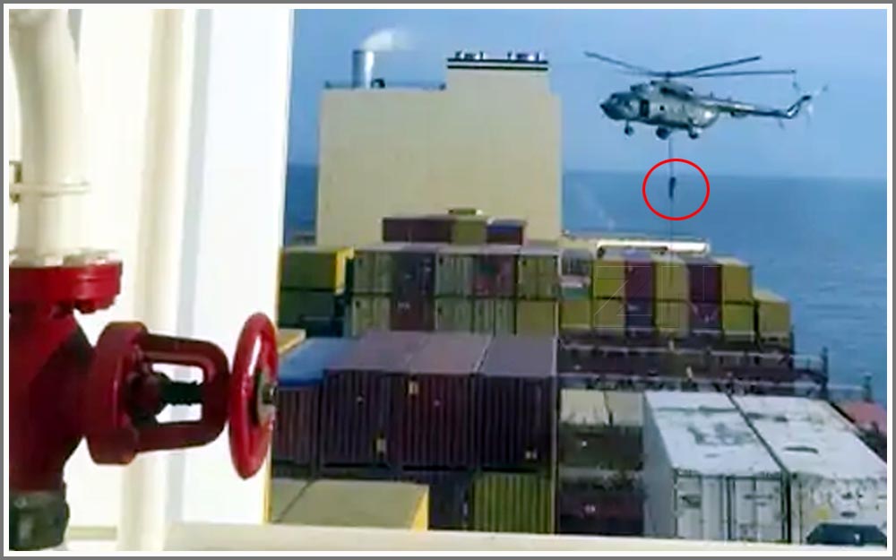 Iranian forces taking over the Israeli ship